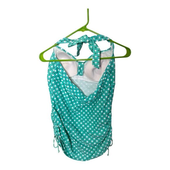 Croft & Barrow Women's Swimwear Tankini Top Turquoise Polka Dot 12 - Picture 4 of 6